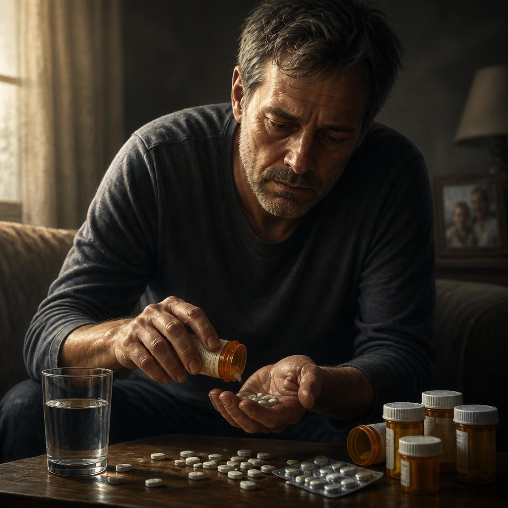Illustration for the English word “addict”