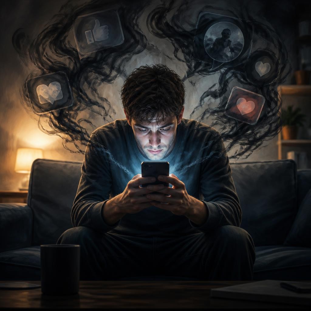 Illustration for the English word “addiction”