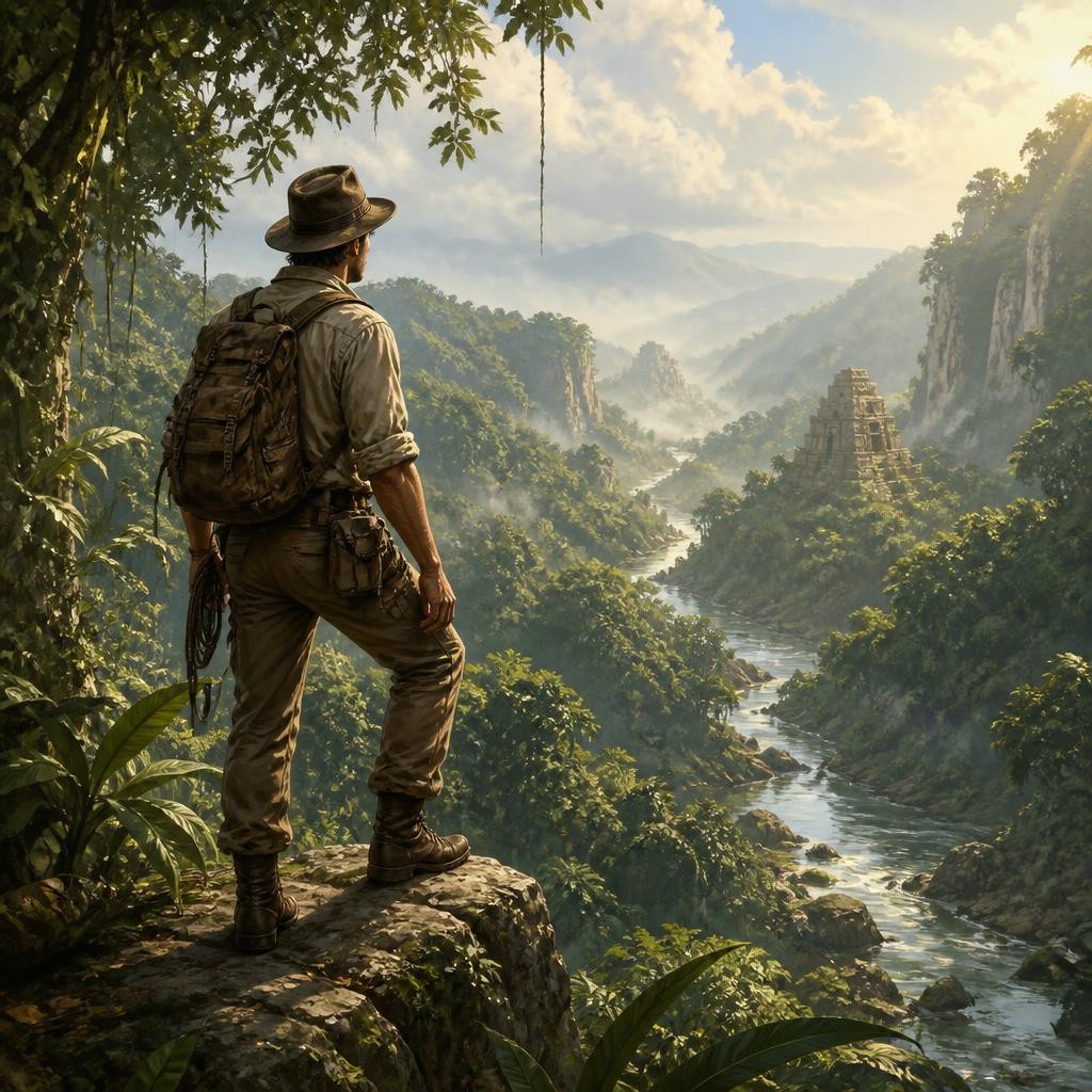 Illustration for the English word “adventurer”