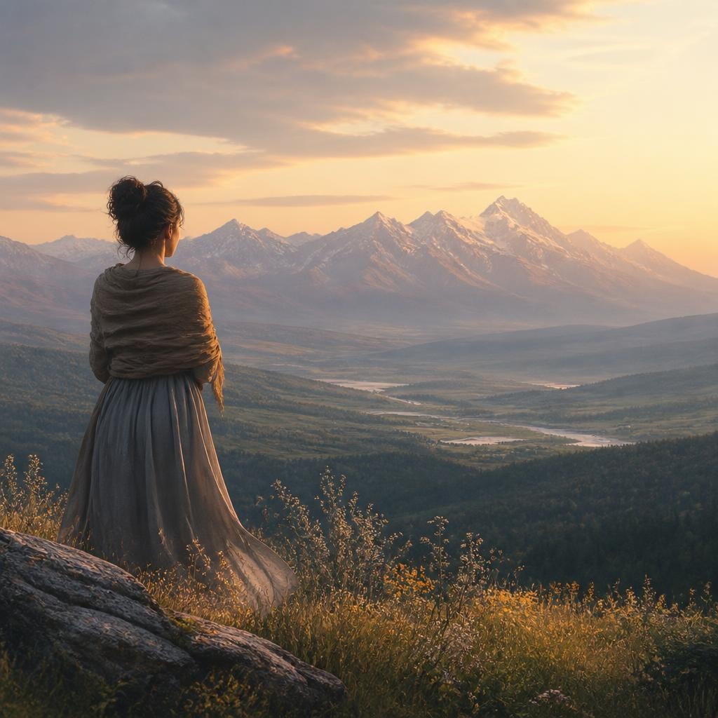 Illustration for the English word “afar”