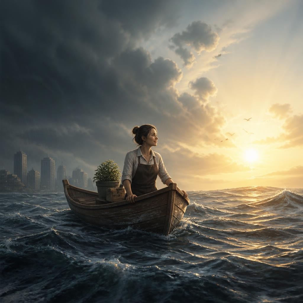 Illustration for the English word “afloat”