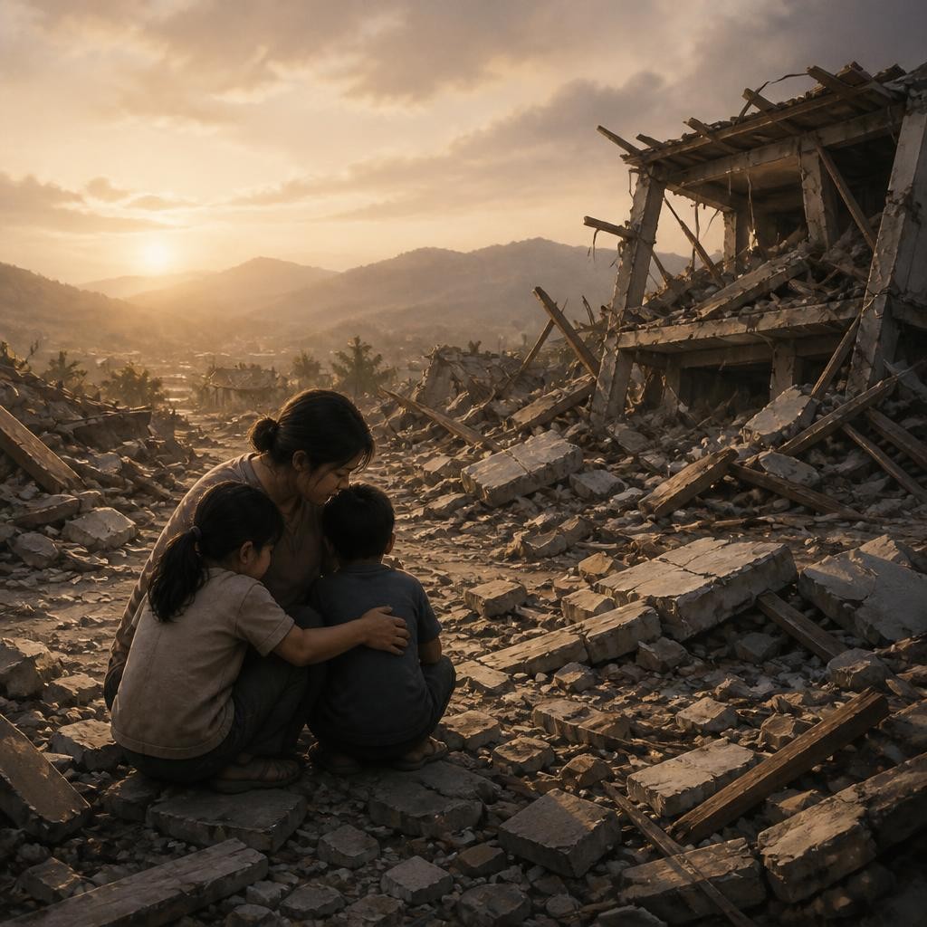 Illustration for the English word “aftermath”