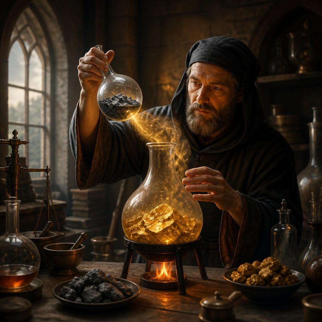 Illustration for the English word “alchemy”