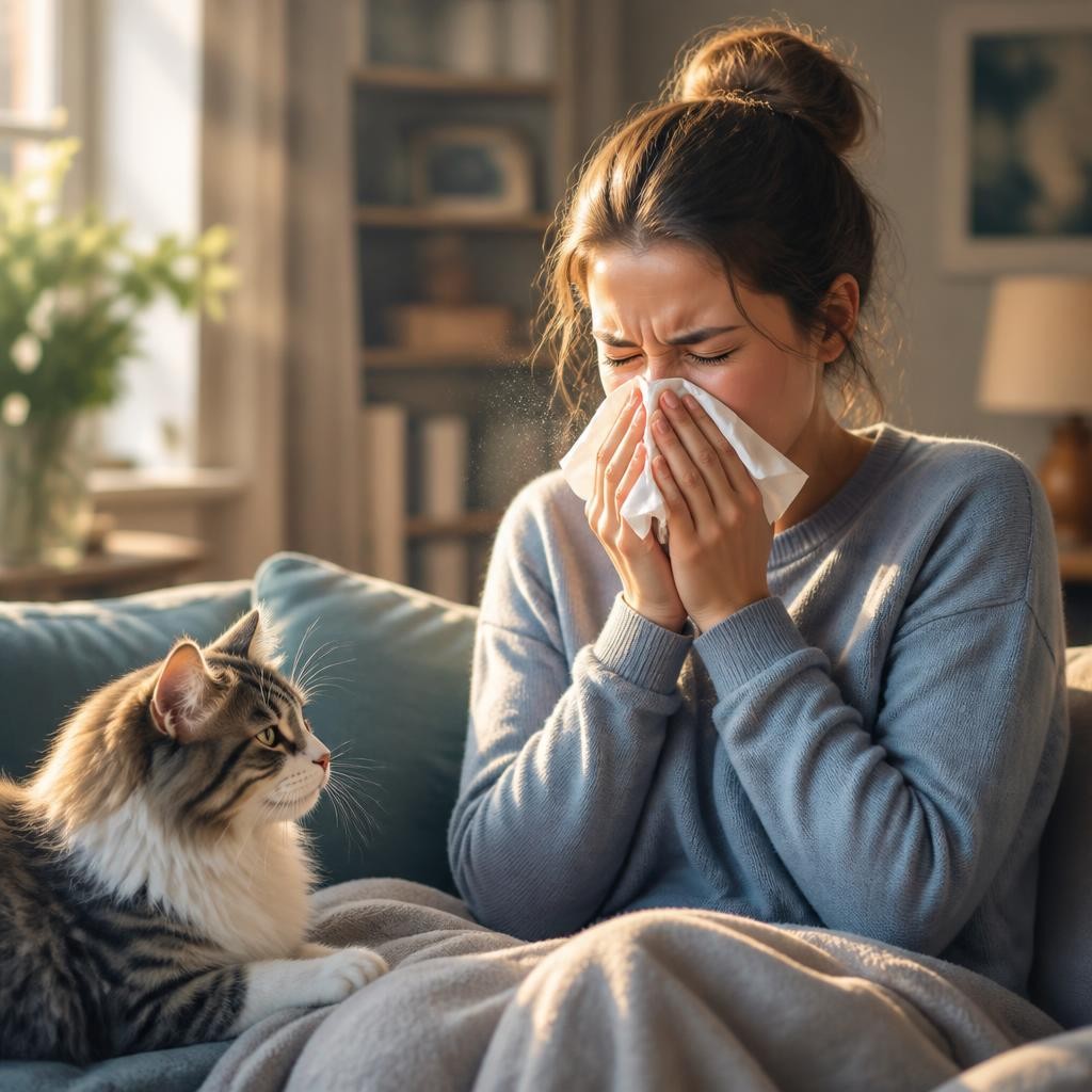 Illustration for the English word “allergic”