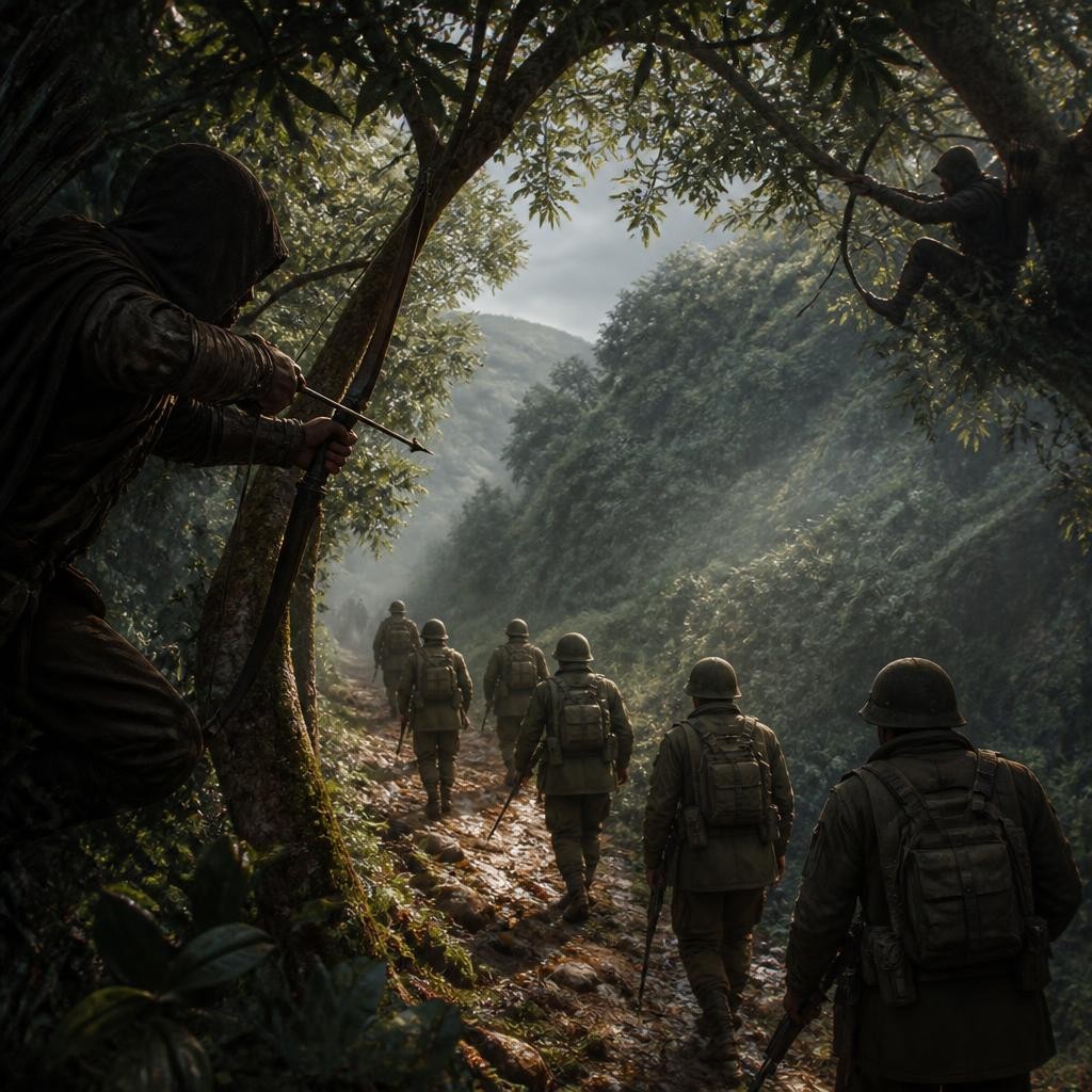 Illustration for the English word “ambush”
