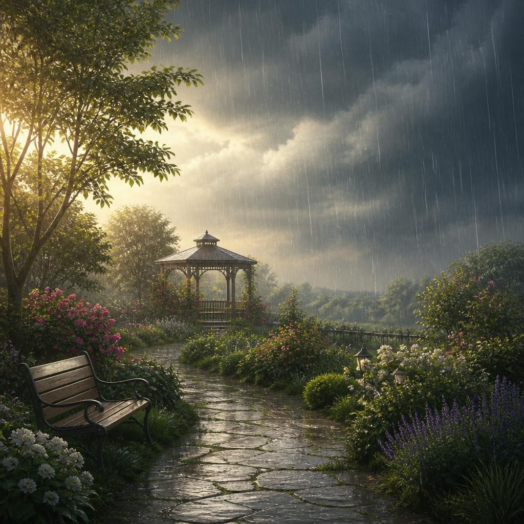 Illustration for the English word “amid”
