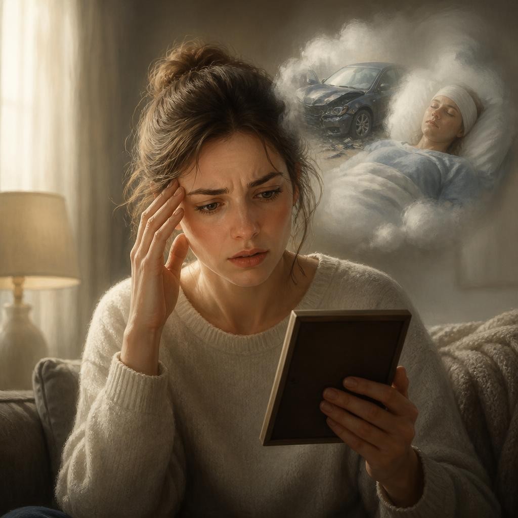 Illustration for the English word “amnesia”