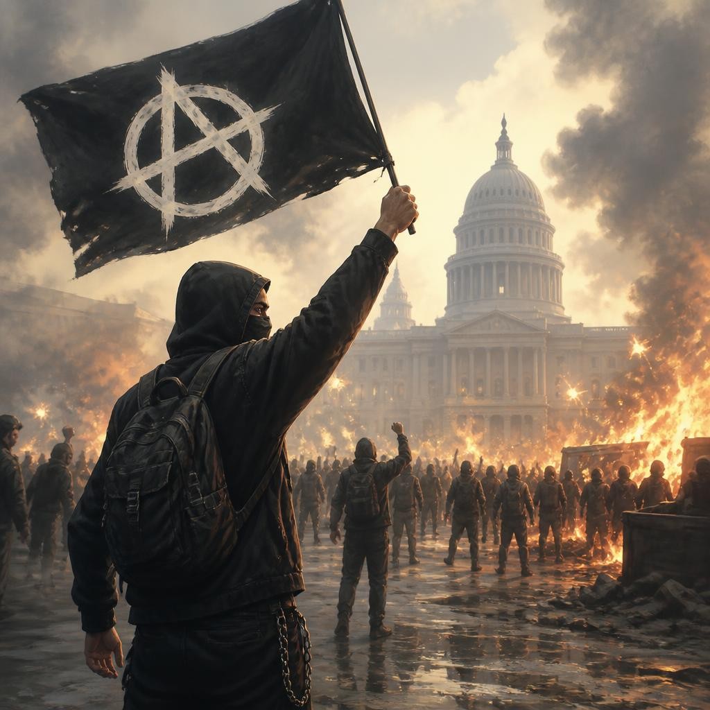 Illustration for the English word “anarchist”