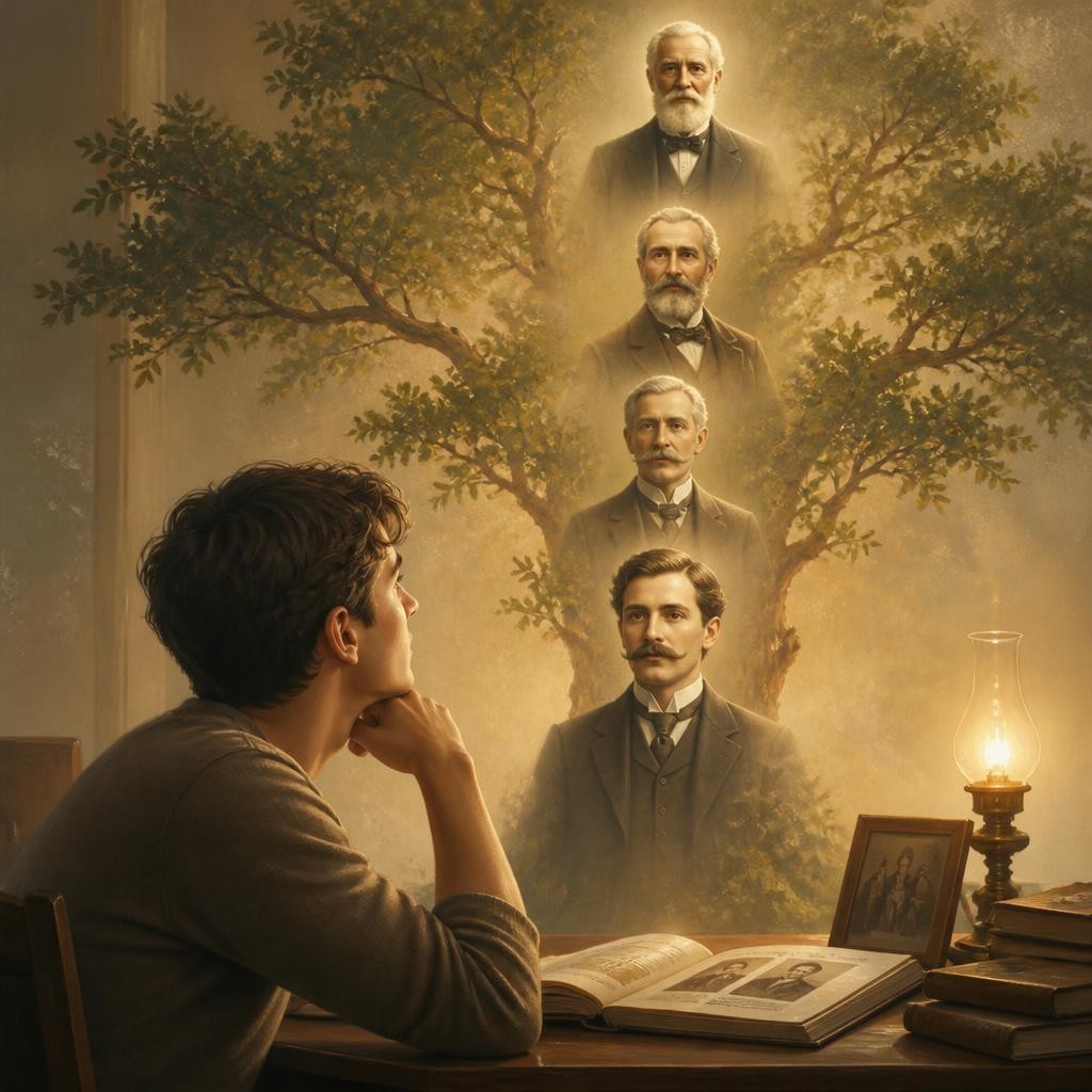 Illustration for the English word “ancestor”