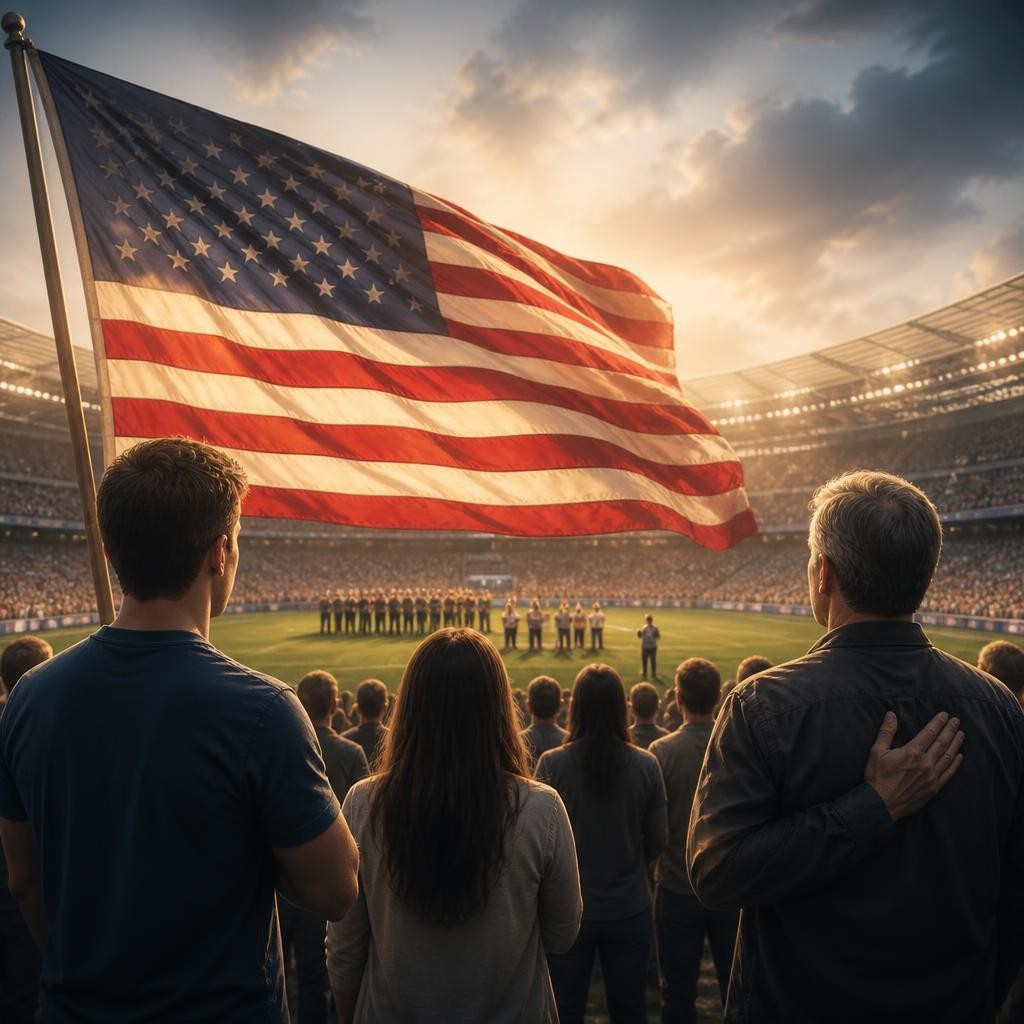Illustration for the English word “anthem”
