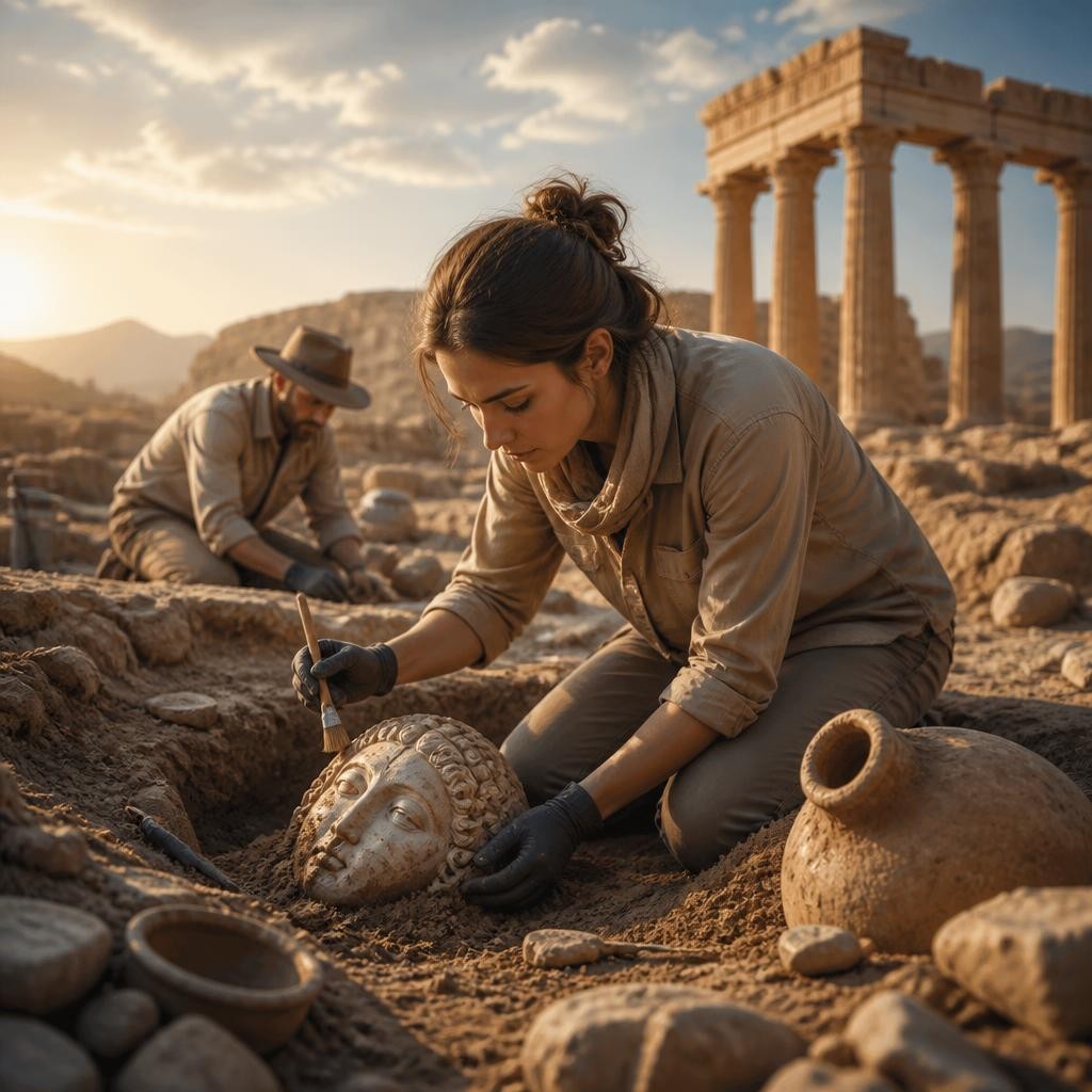 Illustration for the English word “archaeological”