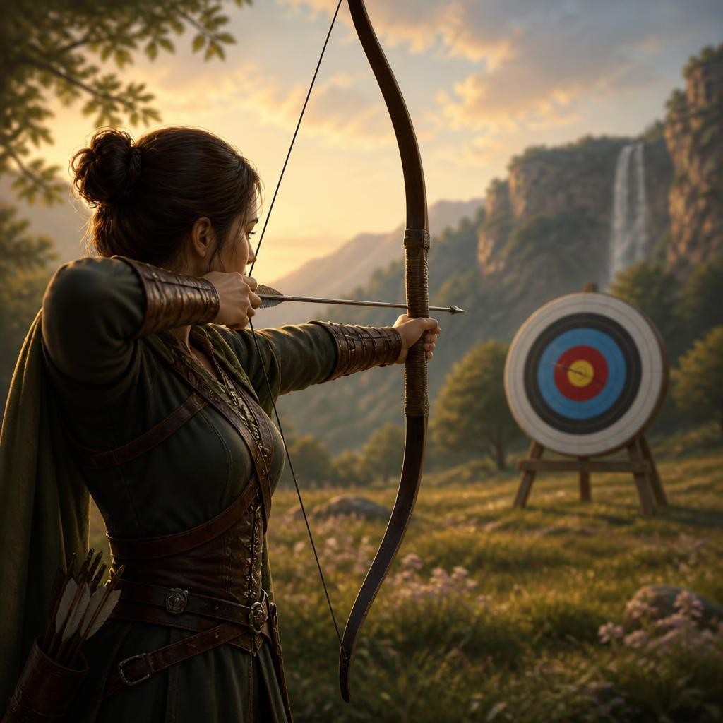 Illustration for the English word “archer”