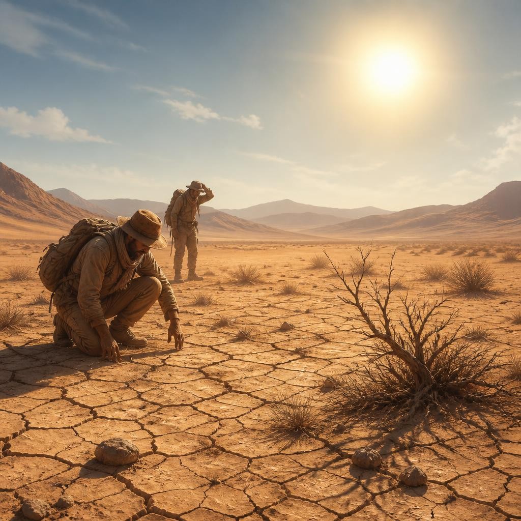 Illustration for the English word “arid”