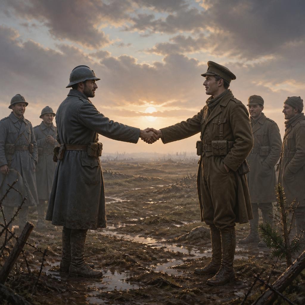 Illustration for the English word “armistice”
