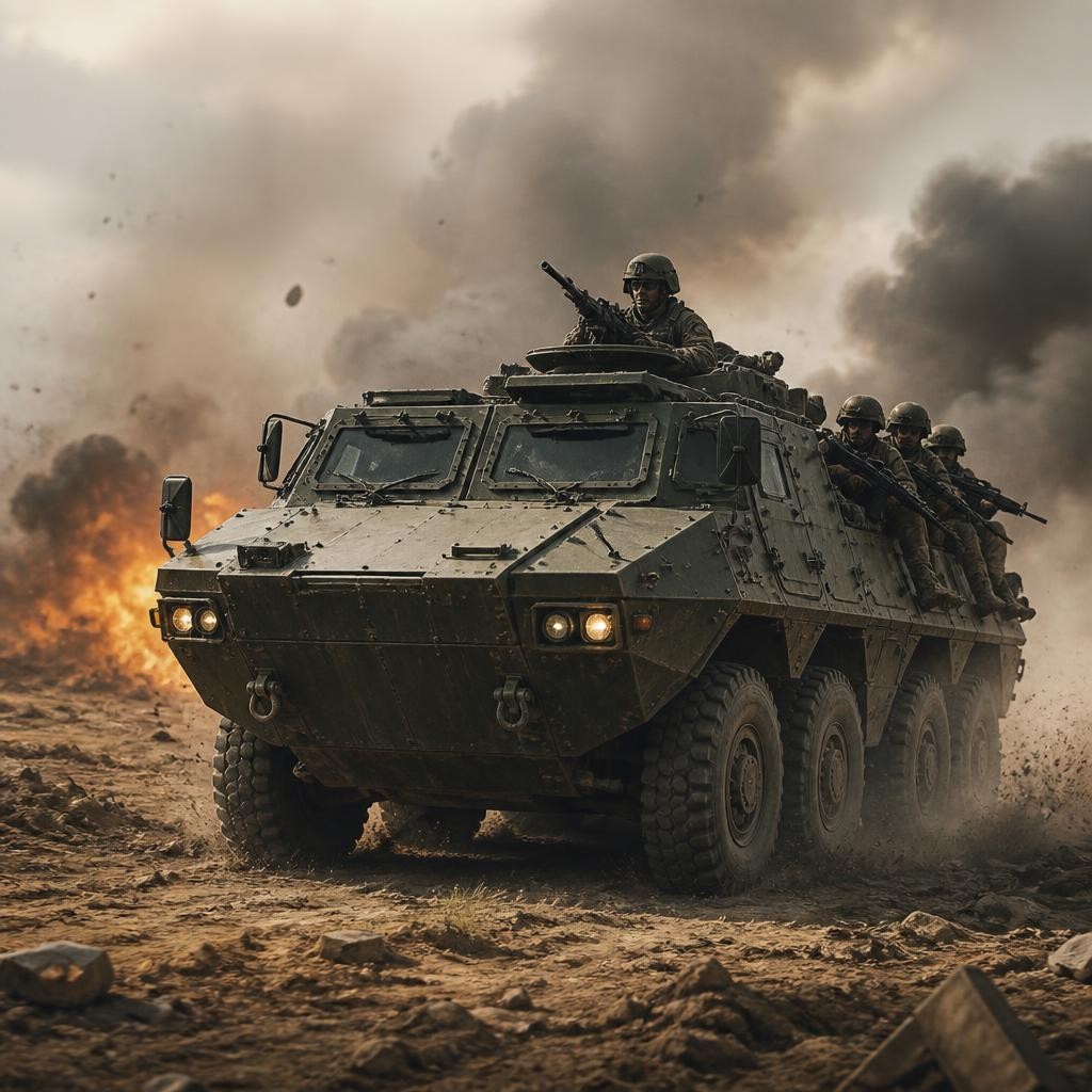 Illustration for the English word “armoured”