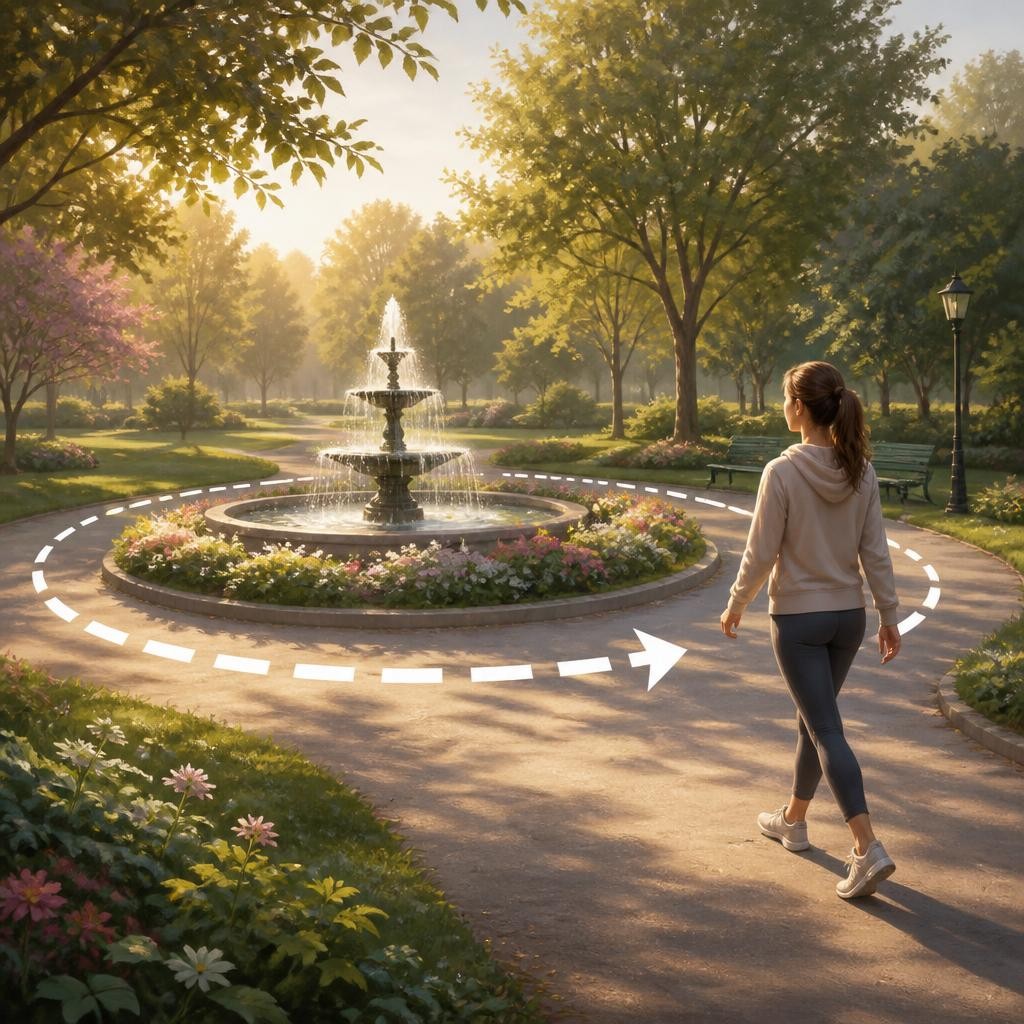 Illustration for the English word “around”