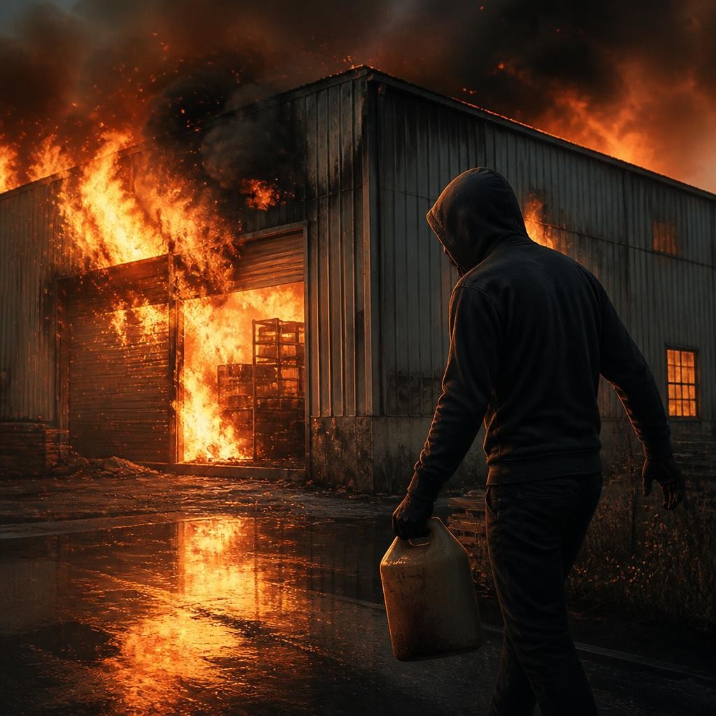 Illustration for the English word “arson”