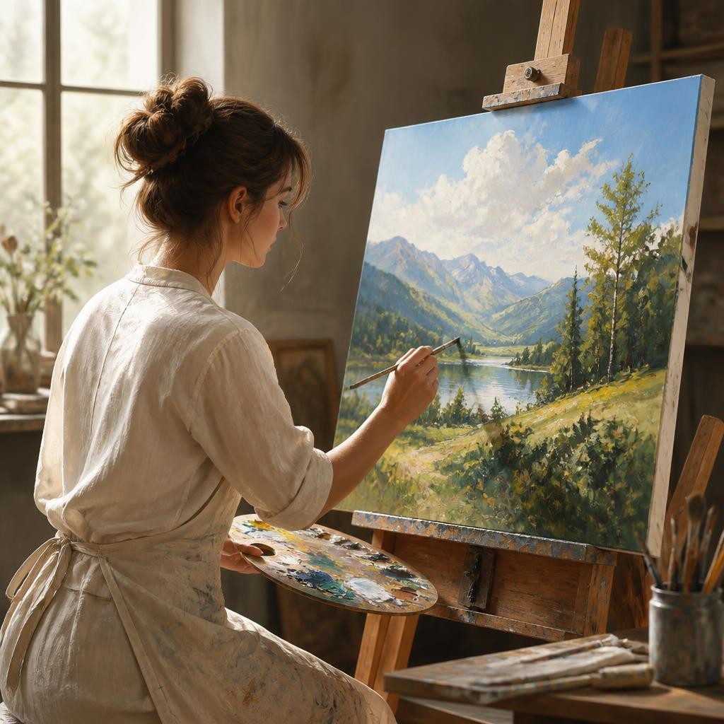 Illustration for the English word “artist”