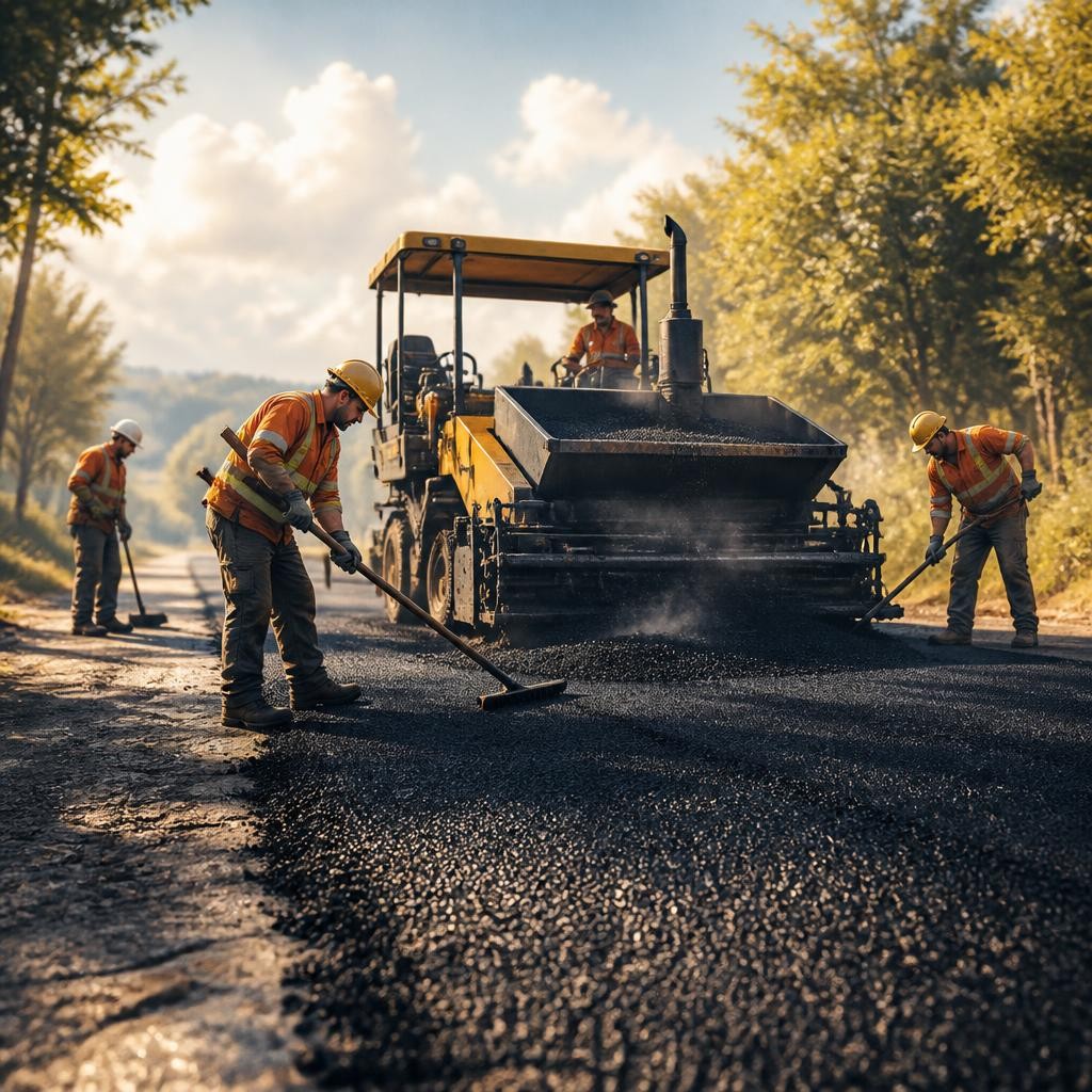 Illustration for the English word “asphalt”