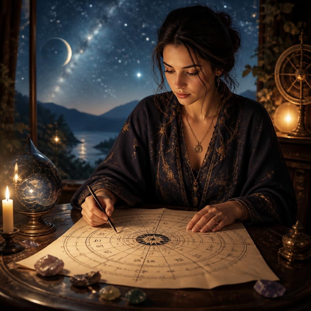 Illustration for the English word “astrology”