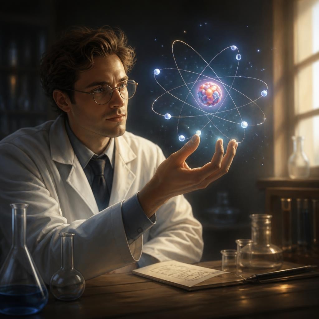 Illustration for the English word “atom”