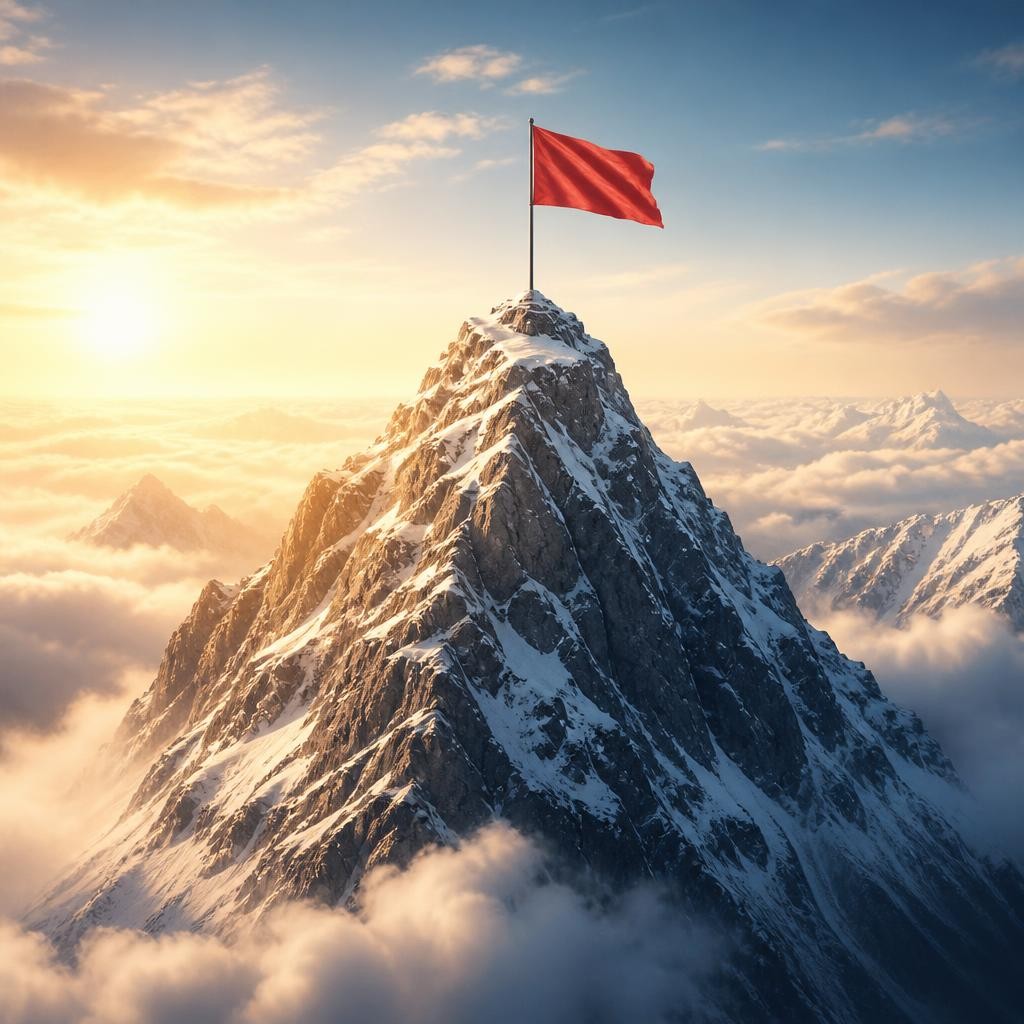 Illustration for the English word “atop”