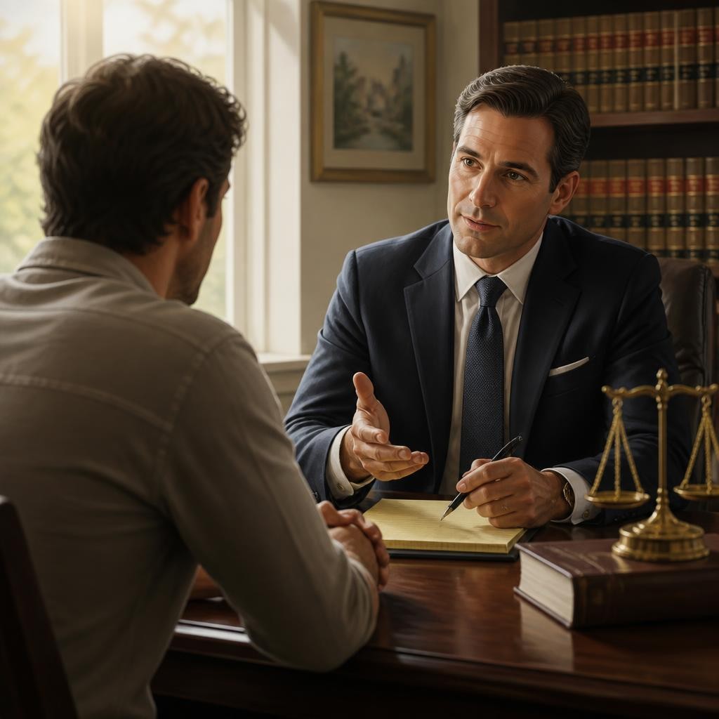 Illustration for the English word “attorney”