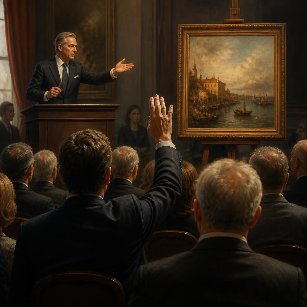 Illustration for the English word “auction”