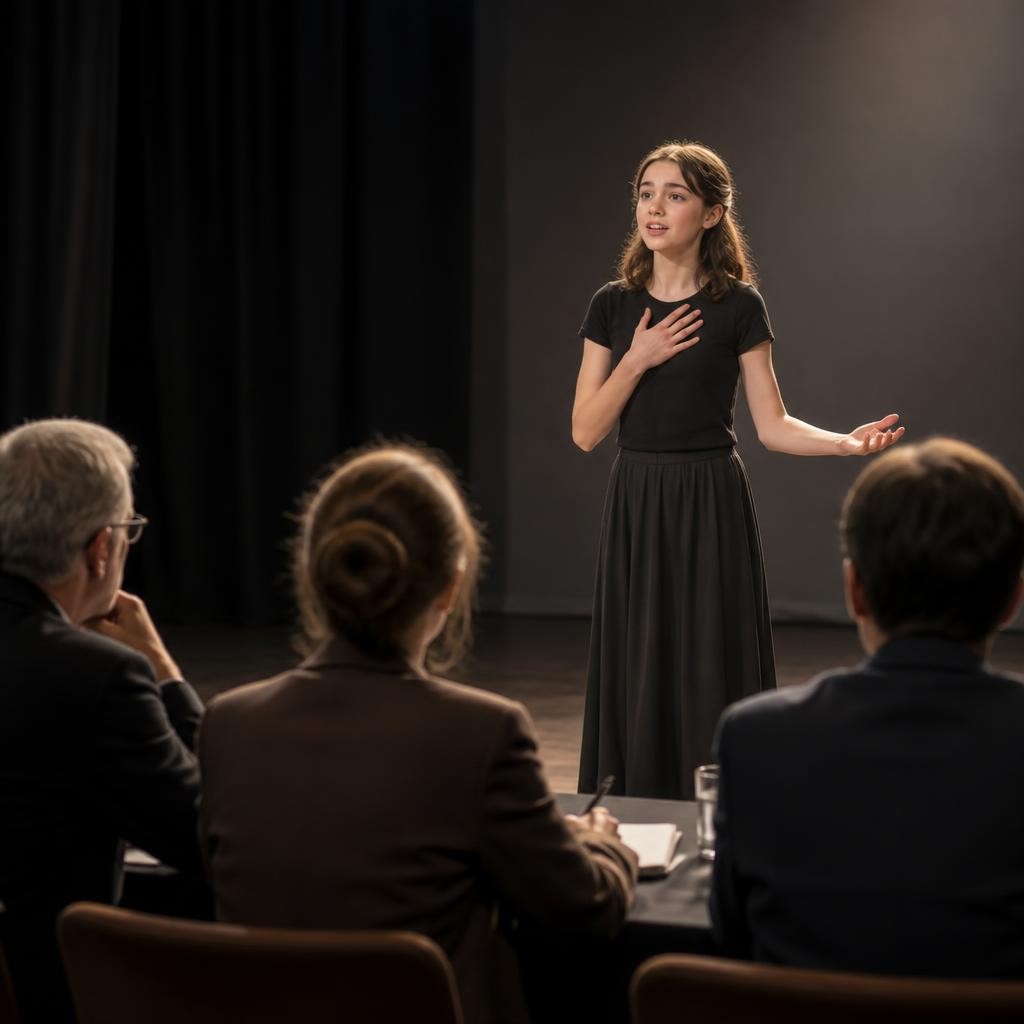 Illustration for the English word “audition”