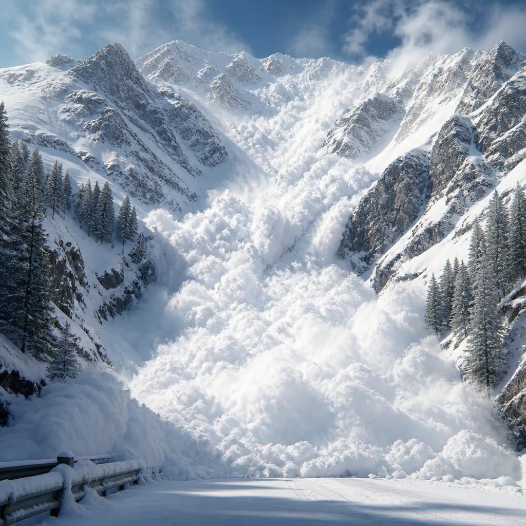 Illustration for the English word “avalanche”