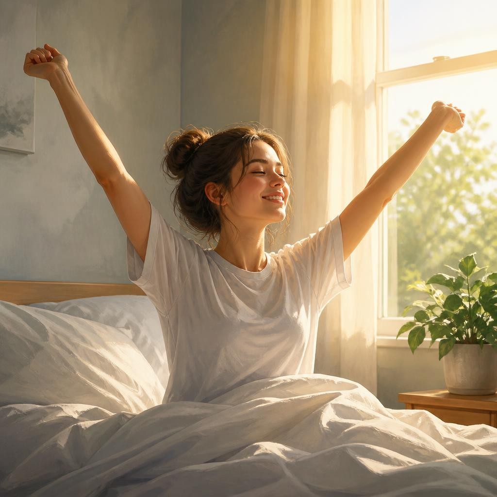 Illustration for the English word “awake”