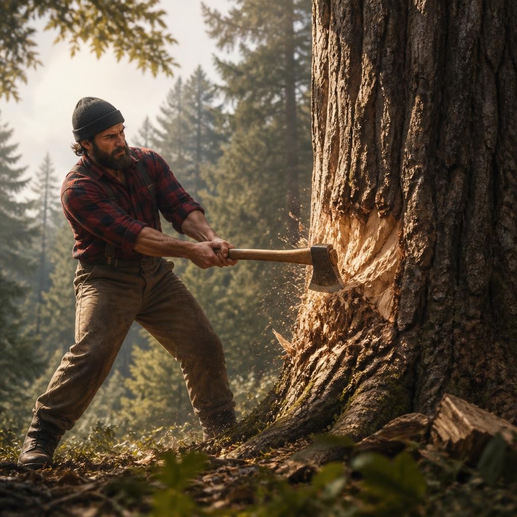Illustration for the English word “axe”