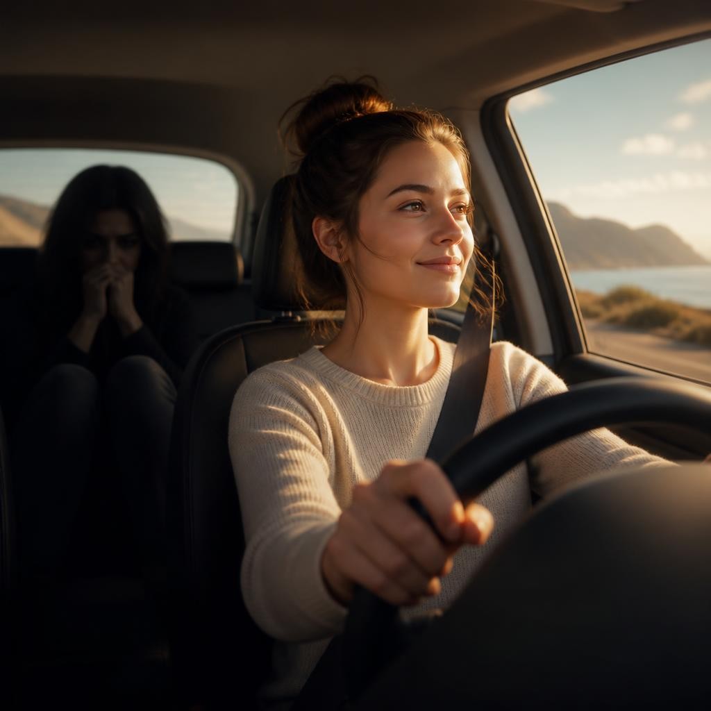Illustration for the English word “backseat”