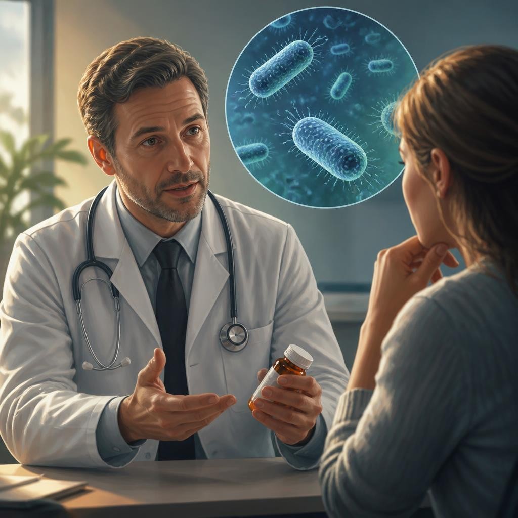 Illustration for the English word “bacterial”