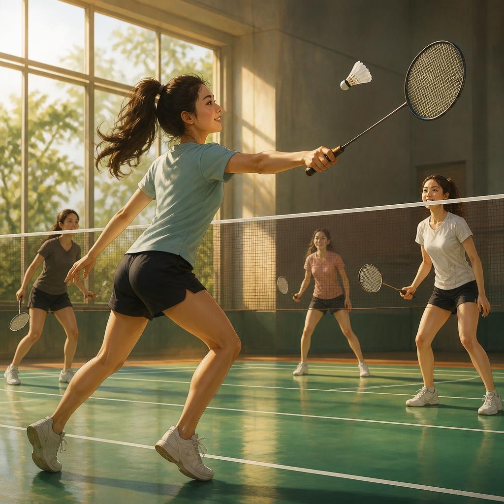 Illustration for the English word “badminton”