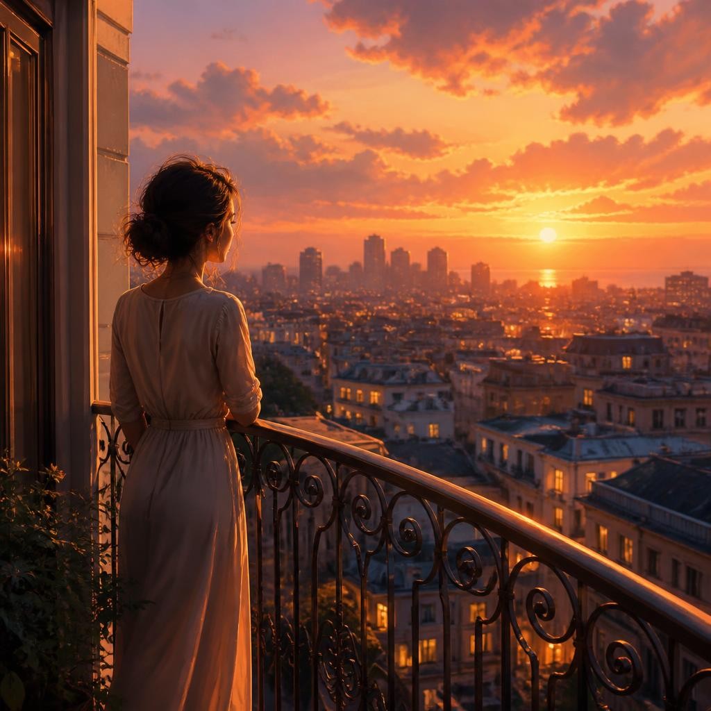 Illustration for the English word “balcony”