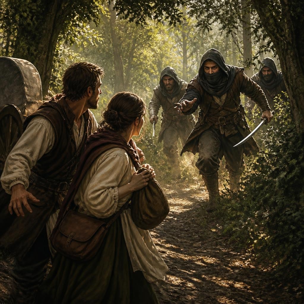 Illustration for the English word “bandit”