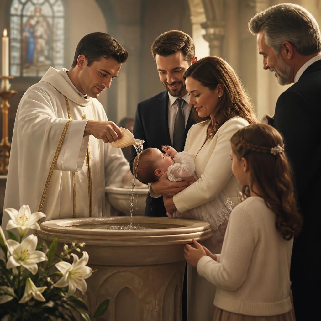 Illustration for the English word “baptism”