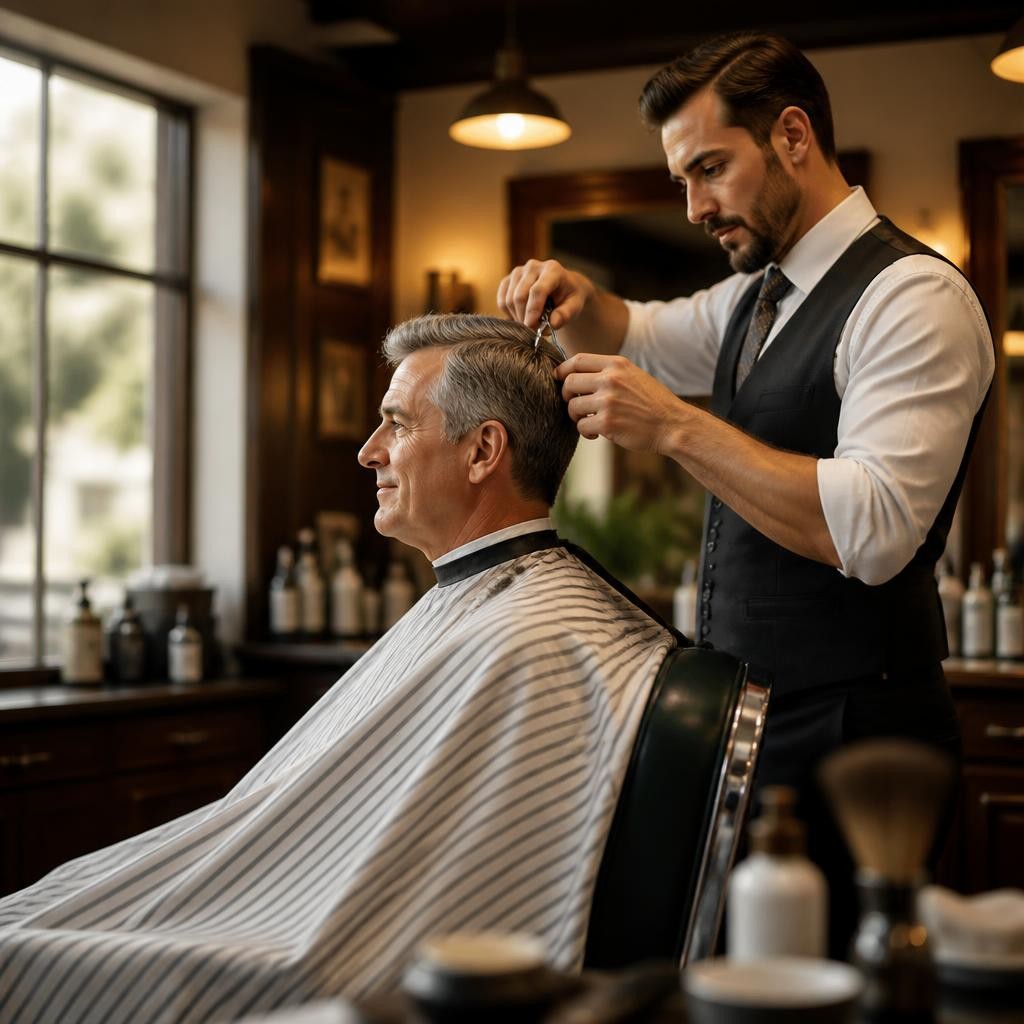 Illustration for the English word “barber”