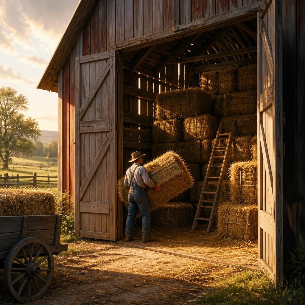 Illustration for the English word “barn”
