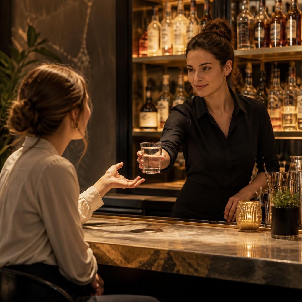 Illustration for the English word “bartender”