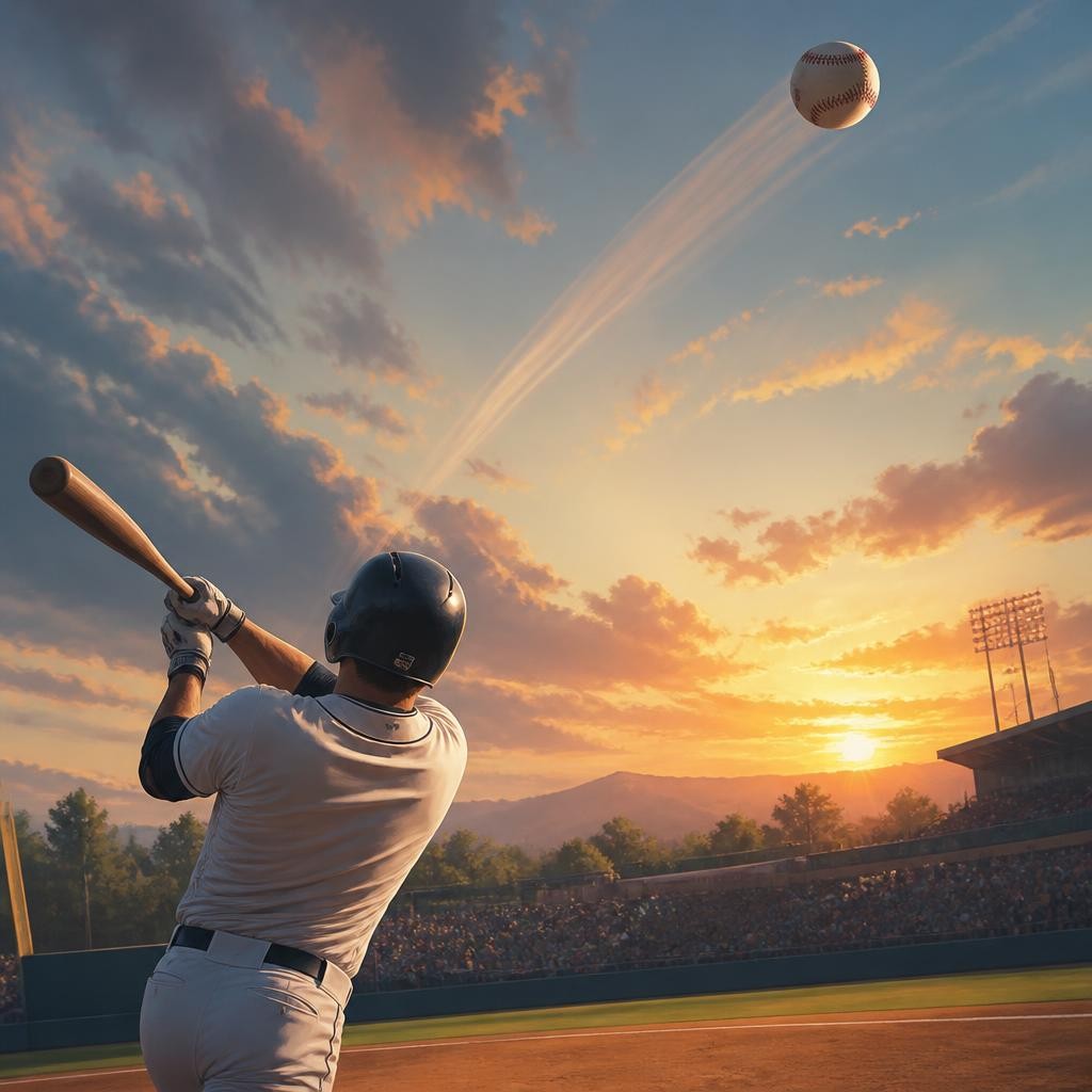 Illustration for the English word “baseball”