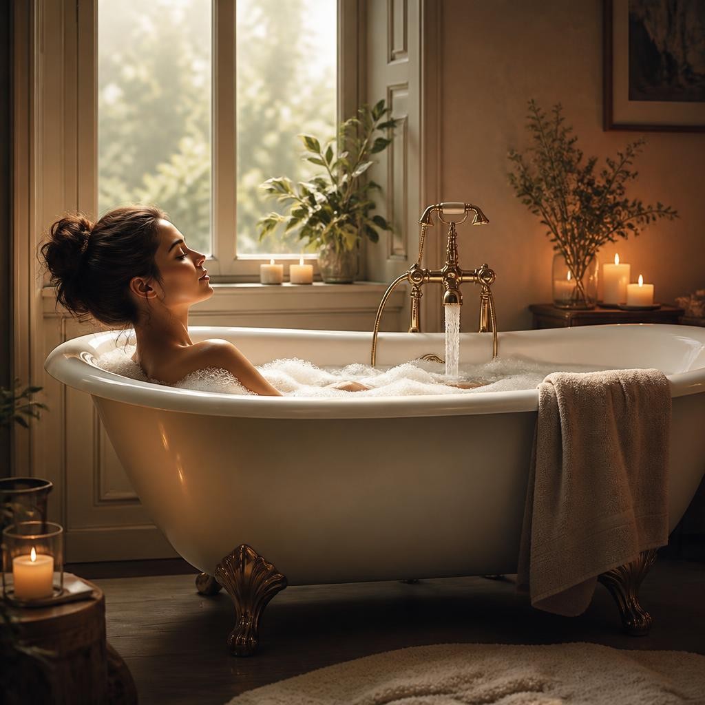 Illustration for the English word “bathtub”