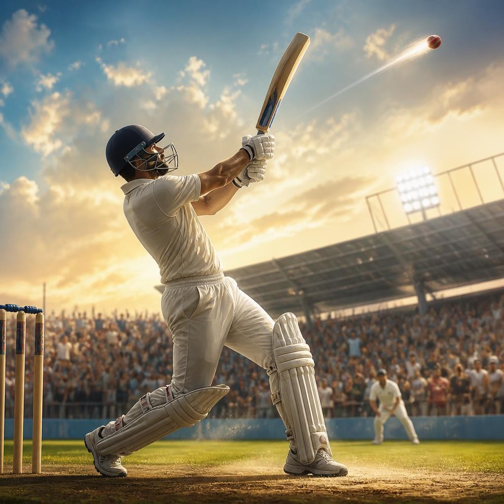 Illustration for the English word “batsman”