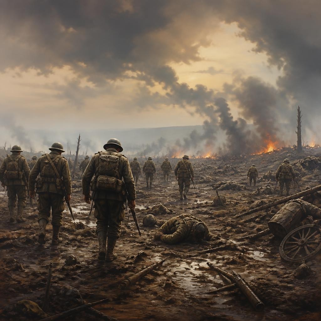Illustration for the English word “battlefield”
