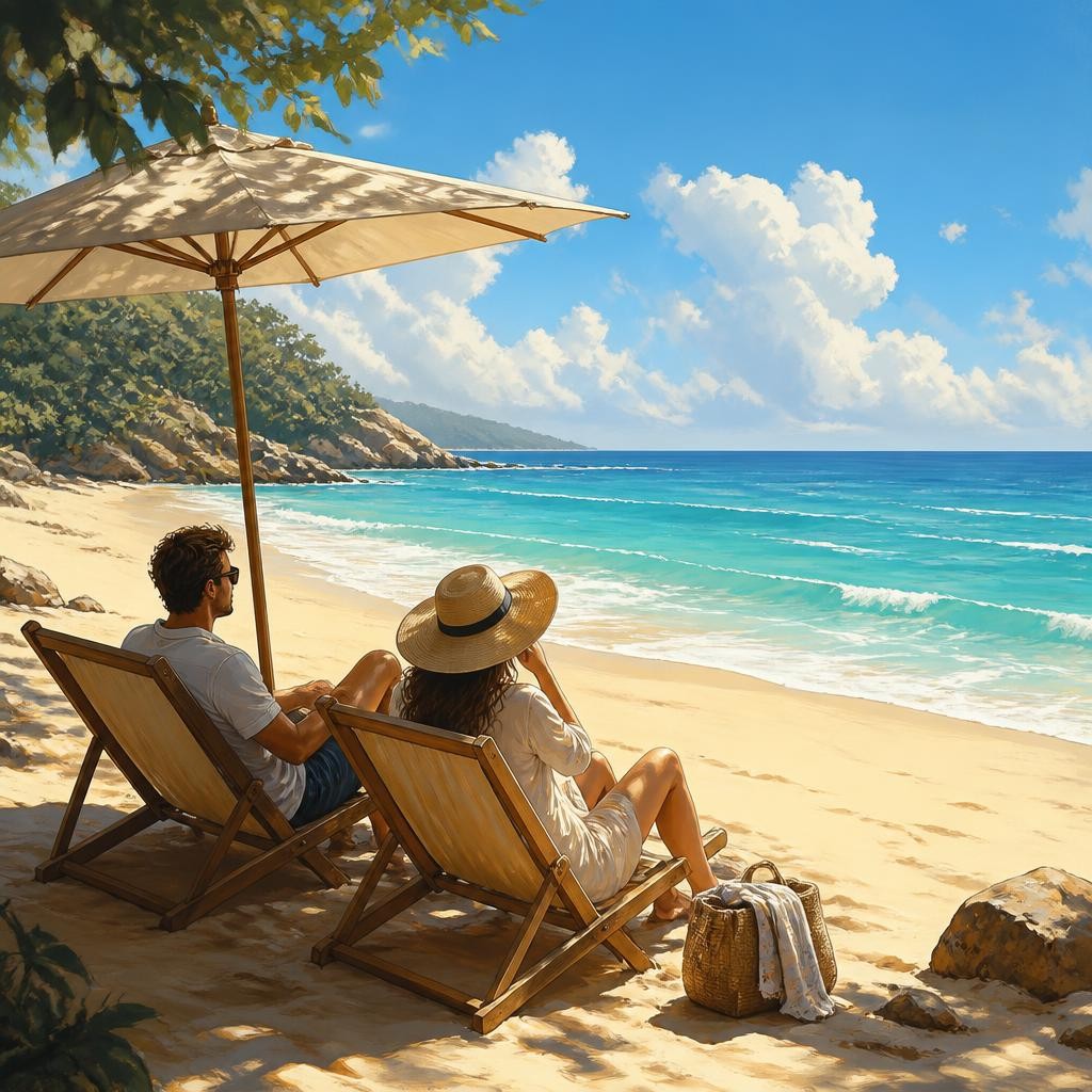 Illustration for the English word “beach”