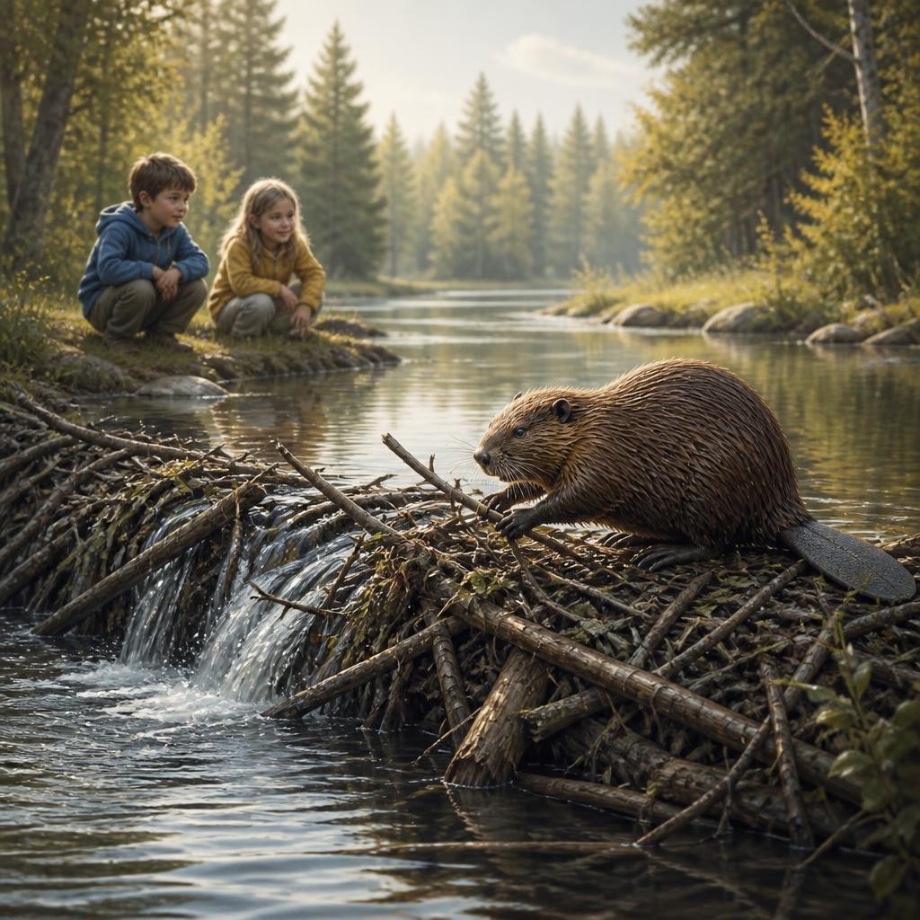 Illustration for the English word “beaver”