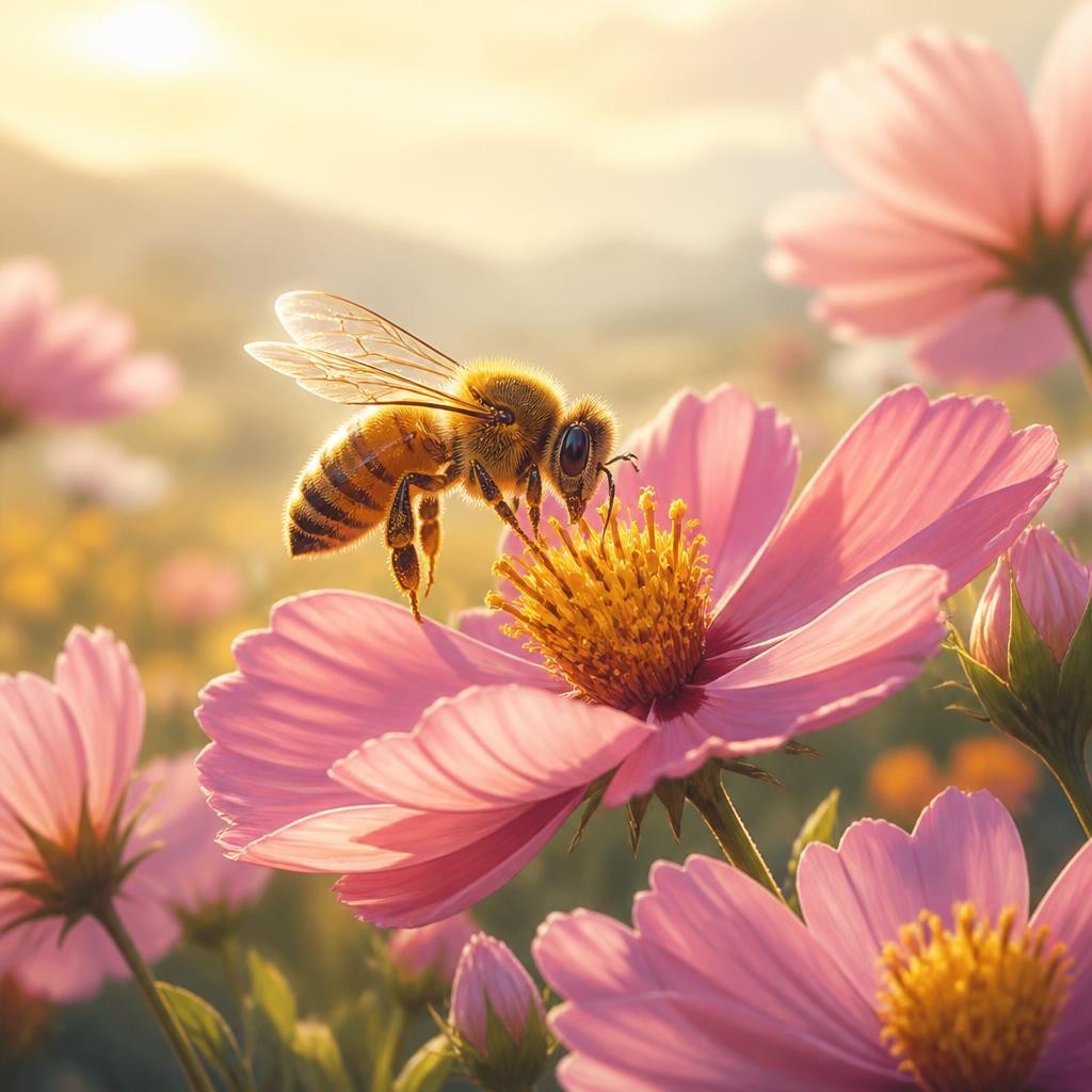 Illustration for the English word “bee”
