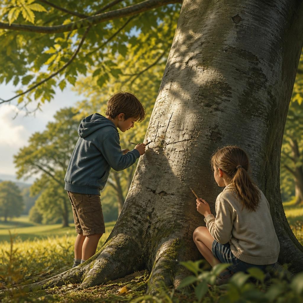 Illustration for the English word “beech”