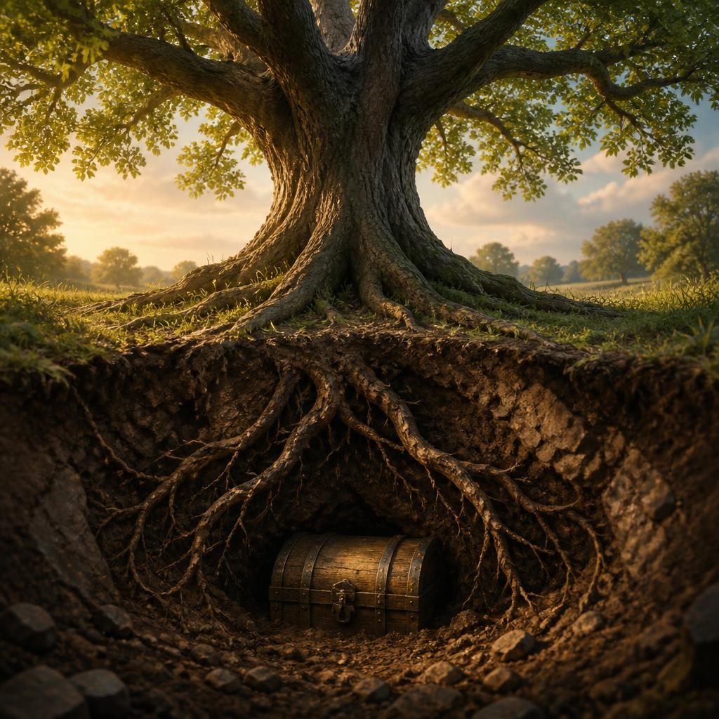 Illustration for the English word “beneath”
